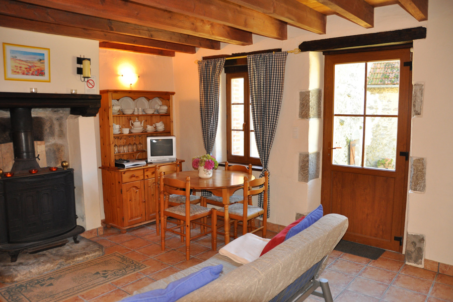 French holiday cottage kitchen diner table and chairs Etang de Azat-Chatenet Creuse France