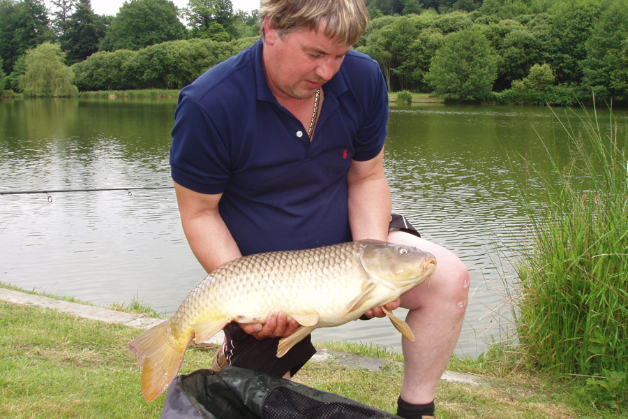 Common carp caught at Etang de Azat-Chatenet fishing lake in France