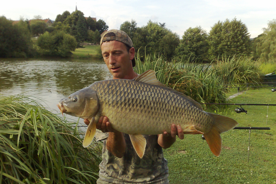 Common carp caught at Etang de Azat-Chatenet fishing lake in France