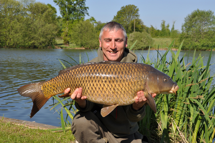 Common carp caught at Etang de Azat-Chatenet fishing lake in France