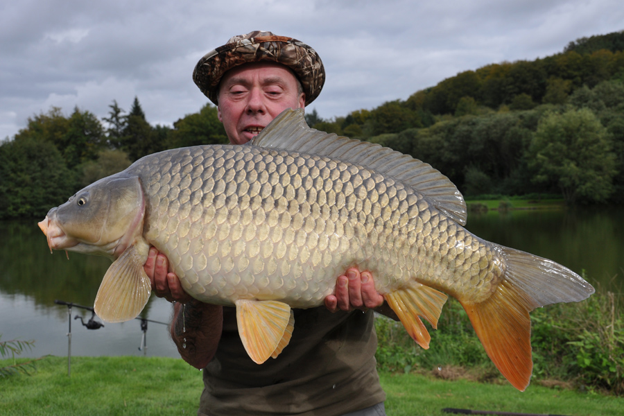 Common carp caught at Etang de Azat-Chatenet fishing lake in France