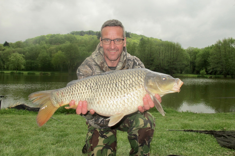 Common carp caught at Etang de Azat-Chatenet fishing lake in France