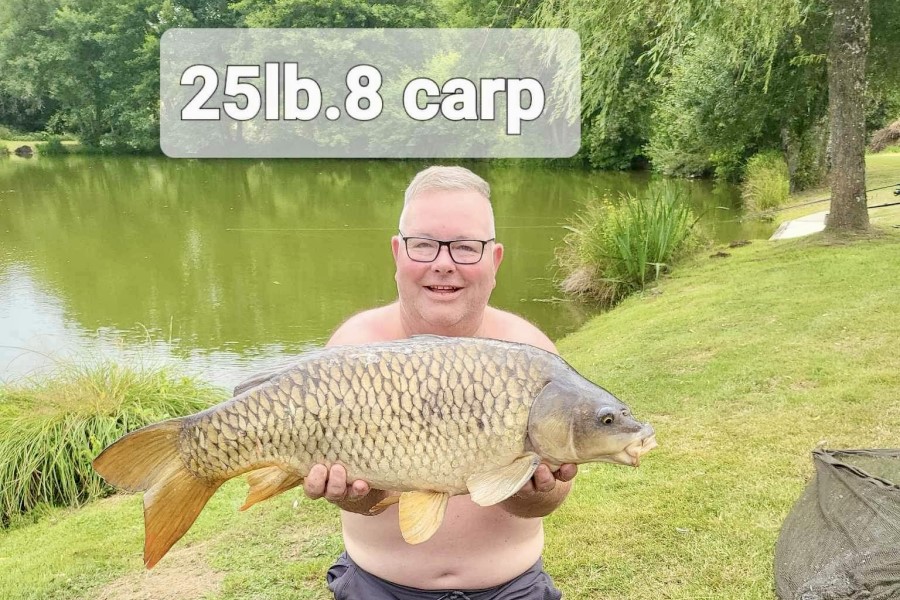 Common carp caught at Etang de Azat-Chatenet fishing lake in France