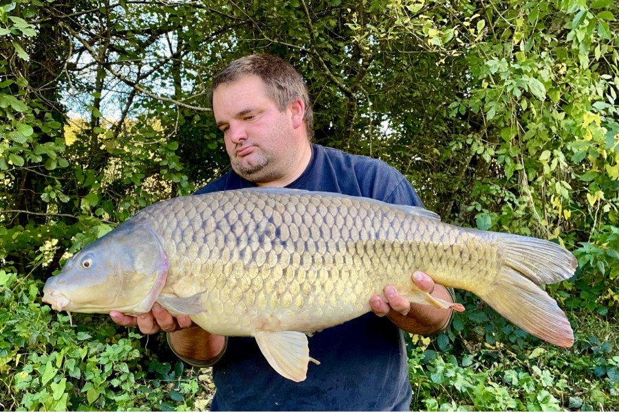 Common carp caught at Etang de Azat-Chatenet fishing lake in France