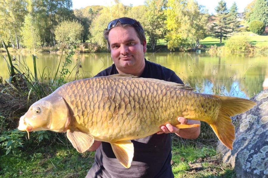 Common carp caught at Etang de Azat-Chatenet fishing lake in France