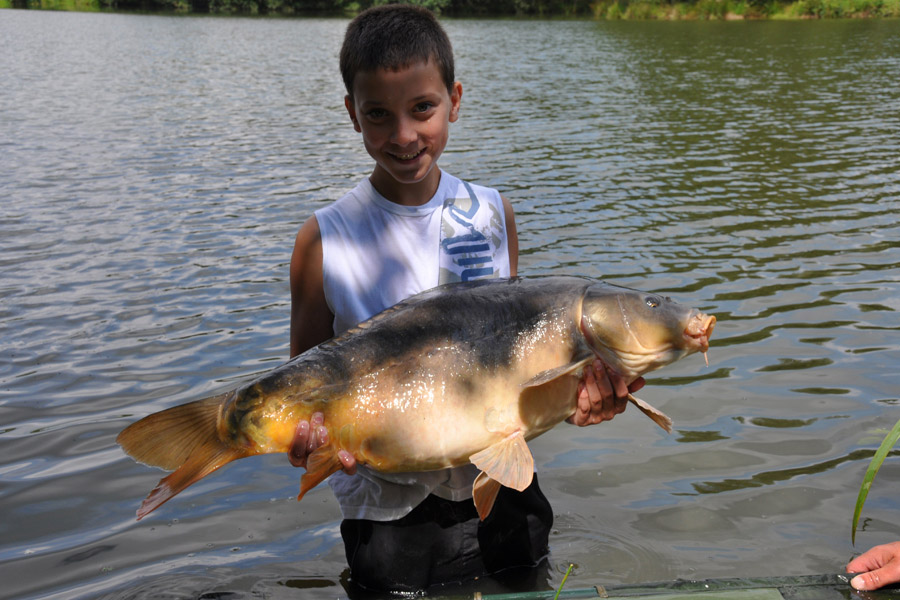Mirror carp caught at Etang de Azat-Chatenet fishing lake in France