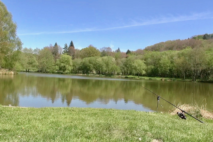 Fishing rod at swim 7 Etang de Azat-Chatenet lake in France