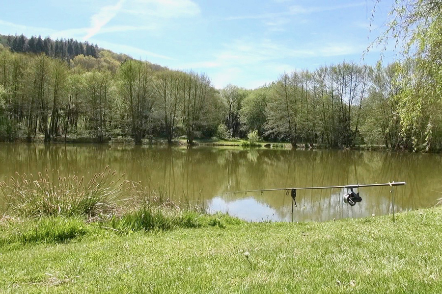 Fishing rod at swim 5 Etang de Azat-Chatenet lake in France