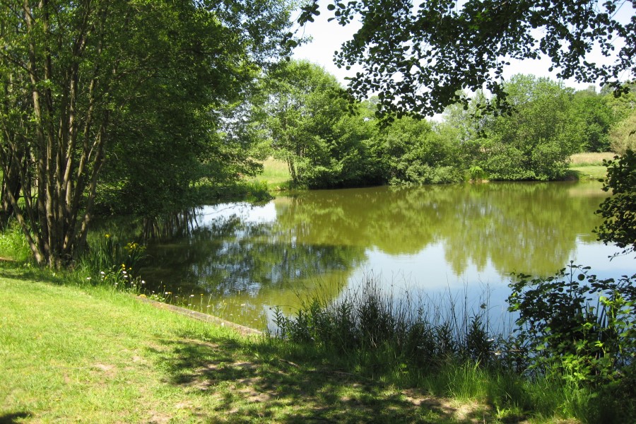 Lake and grounds at Etang de Azat-Chatenet fishing lake in France