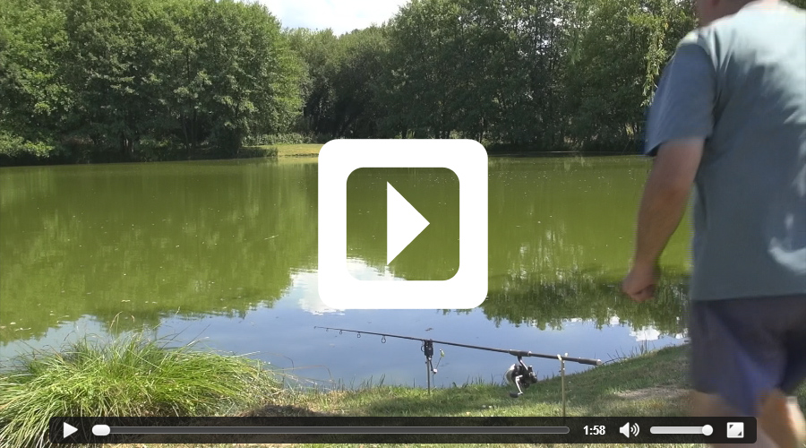 Video thumbnail of 28lb koi carp - fishing video filmed at Etang de Azat-Chatenet carp lake in France